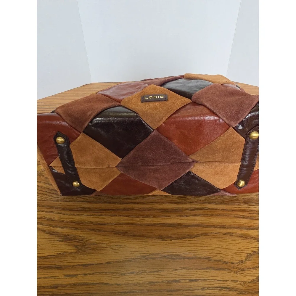 Lodis Piece Train Hobo Bag Patchwork Suede Genuine Leather NWT